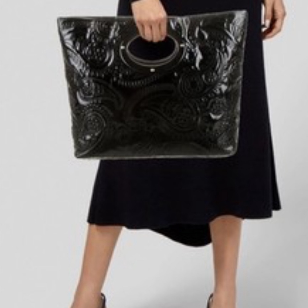 kate spade Large Black Patent Leather Calabases Kei Embossed Tote